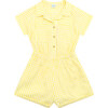 Pretty Gingham Romper, Yellow - Rompers - 1 - thumbnail
