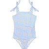 Pretty Gingham One Piece Swimsuit, Blue - One Pieces - 1 - thumbnail