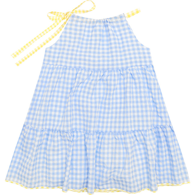 Pretty Gingham Dress, Blue - Dresses - 3