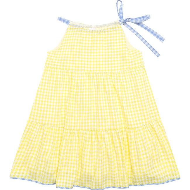 Pretty Gingham Dress, Yellow - Dresses - 1 - zoom