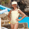 Pretty Gingham One Piece Swimsuit, Yellow - One Pieces - 2 - thumbnail