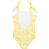 Pretty Gingham One Piece Swimsuit, Yellow - One Pieces - 3 - thumbnail