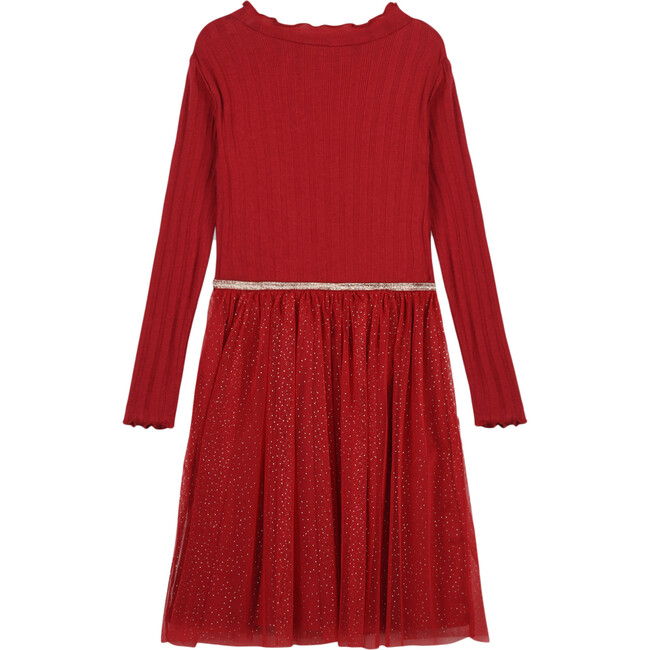 Tulle Jersey Dress, Red