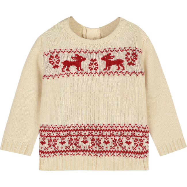 Reindeer Jacquard Sweater, Beige