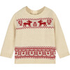 Reindeer Jacquard Sweater, Beige - Sweaters - 1 - thumbnail