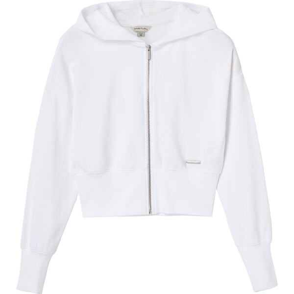 Cropped Zip Up Hoodie, White - Habitual Tops | Maisonette