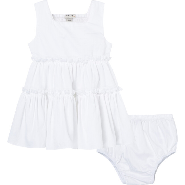 Tiered Babydoll Dress, White