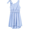 One Shoulder High-Low Dress, Blue - Dresses - 1 - thumbnail