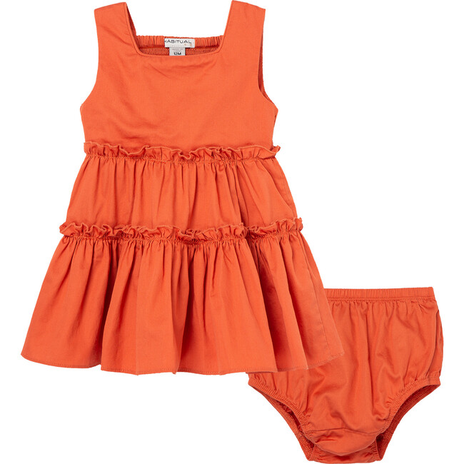 Tiered Babydoll Dress, Rust