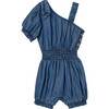 One Shoulder Romper, Indigo - Rompers - 1 - thumbnail