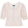 Dotted Woven Top, White - Blouses - 1 - thumbnail