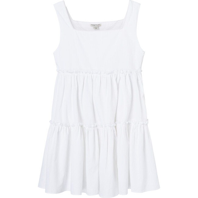 Tiered Babydoll Dress, White - Dresses - 1 - zoom