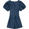 Exaggerated Puff Sleeve Romper, Indigo - Rompers - 2 - thumbnail