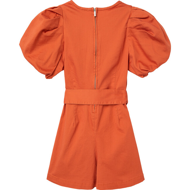 Exaggerated Puff Sleeve Romper, Rust - Rompers - 3