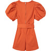 Exaggerated Puff Sleeve Romper, Rust - Rompers - 3 - thumbnail