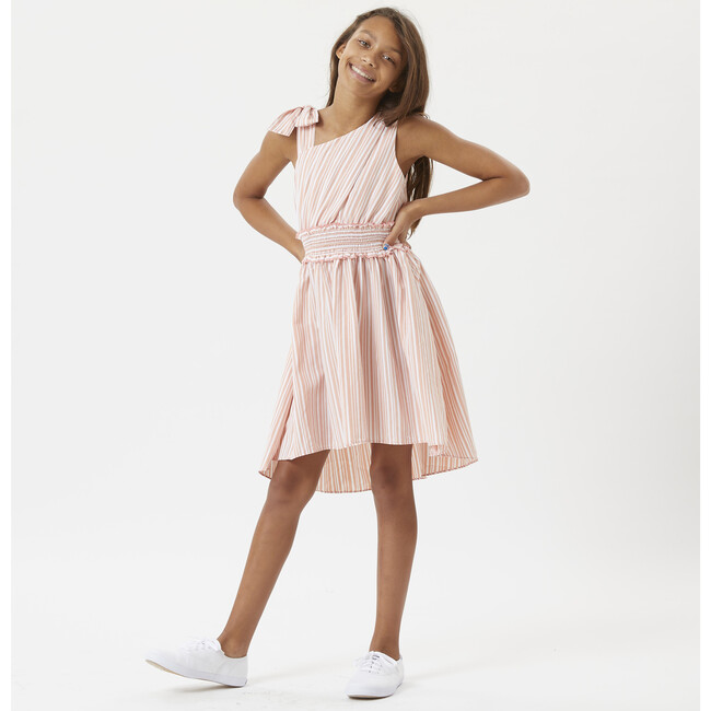 One Shoulder High-Low Dress, Coral - Dresses - 2
