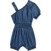 One Shoulder Romper, Indigo - Rompers - 2