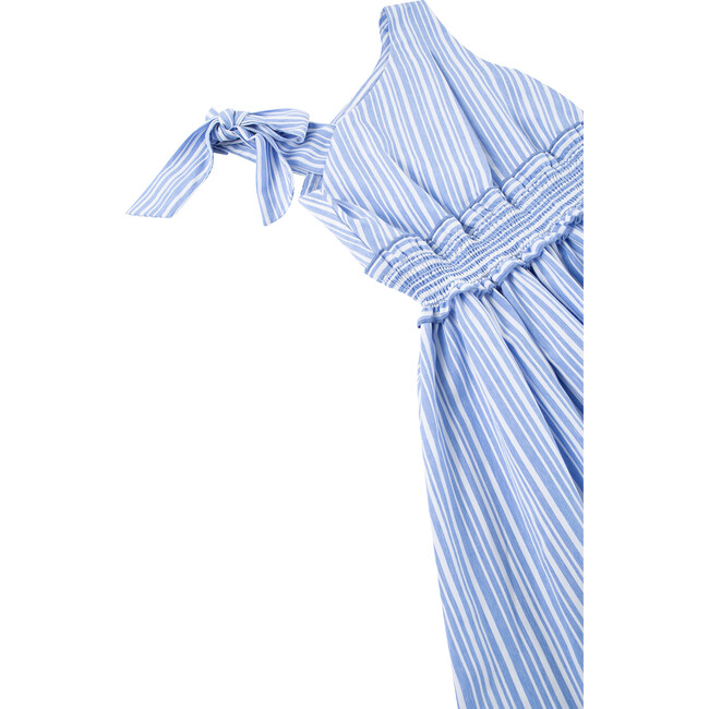 One Shoulder High-Low Dress, Blue - Dresses - 4