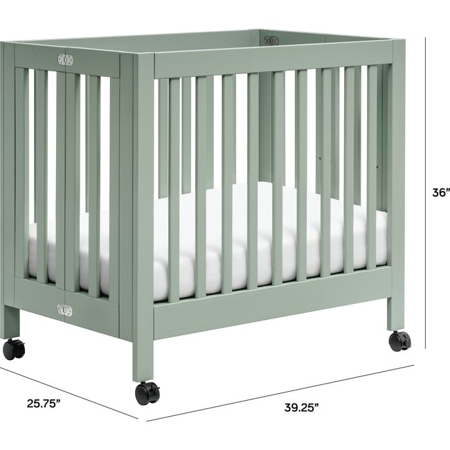 Origami Mini Crib, Light Sage - Cribs - 4