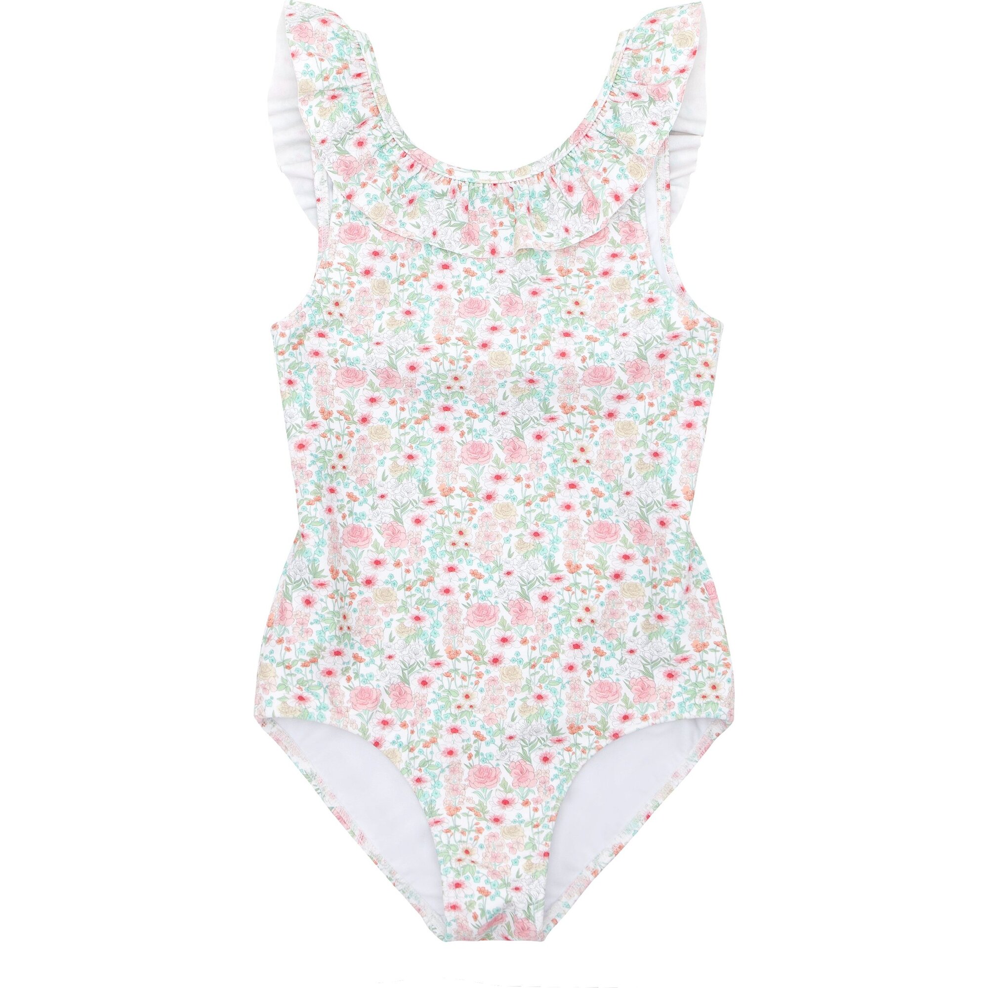Girls Emerald Floral Ruffle Collar One Piece - One Pieces - 1