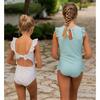 Girls Emerald Floral Ruffle Collar One Piece - One Pieces - 2