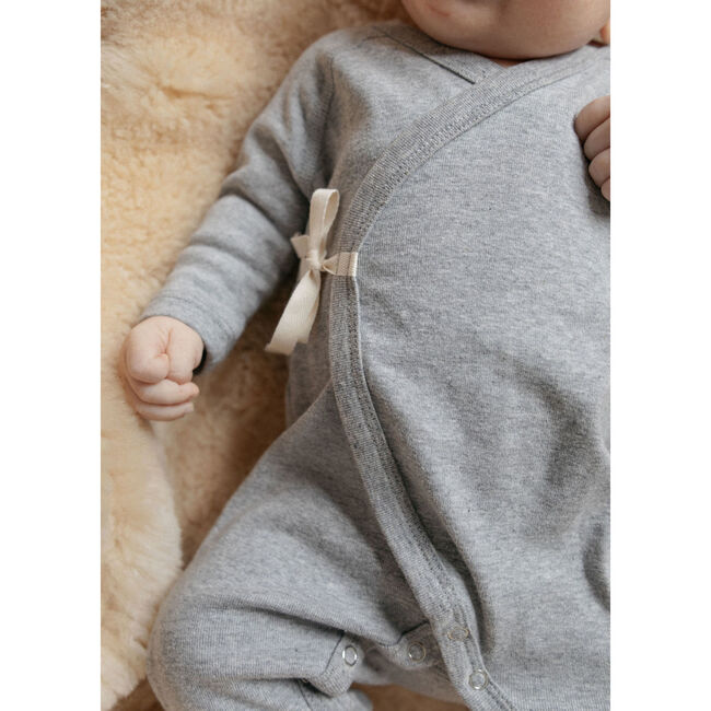 Noe Wrap Onesie, Heather Grey - Onesies - 4