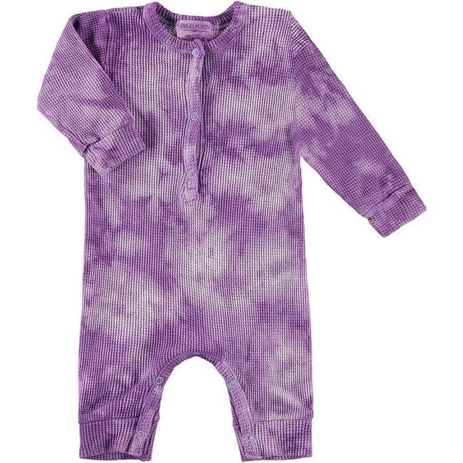 Organic Tie-Dye Thermal Henley Coverall, Purple Marble