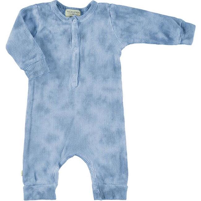 Organic Tie-Dye Thermal Henley Coverall, Blue Marble