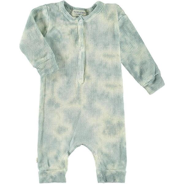 Organic Tie-Dye Thermal Henley Coverall, Sage Marble - Paige Lauren ...