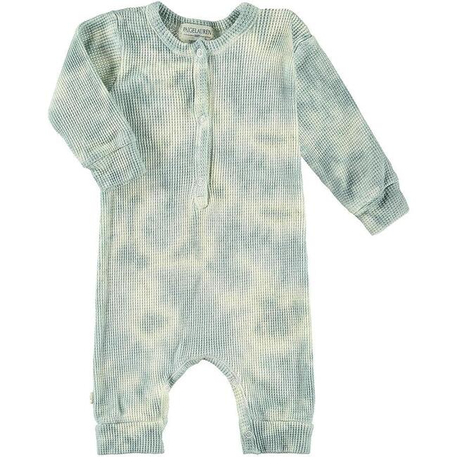 Organic Tie-Dye Thermal Henley Coverall, Sage Marble - Rompers - 1