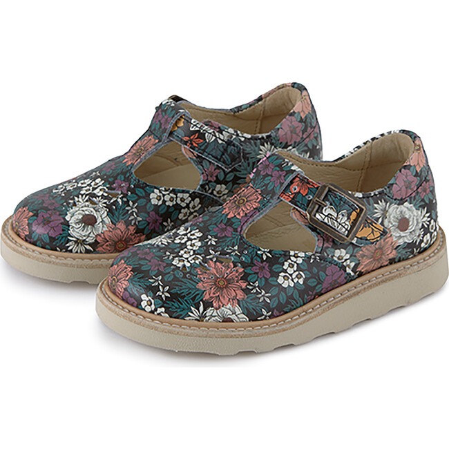 Rosie T-Bar Shoe, Black Flora Print Leather - Mary Janes - 3
