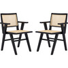Set of 2 Hattie French Cane Arm Chair, Black - Accent Seating - 1 - thumbnail