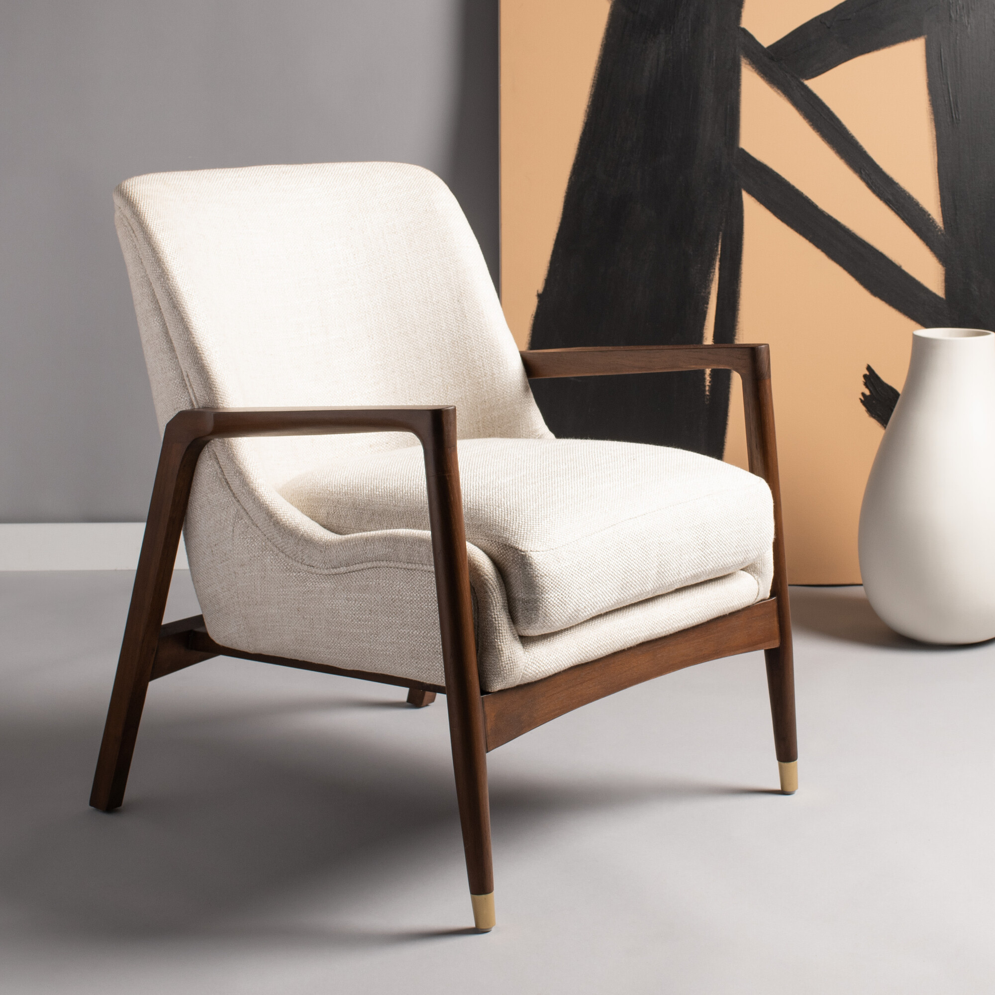 Cream mid century chair top