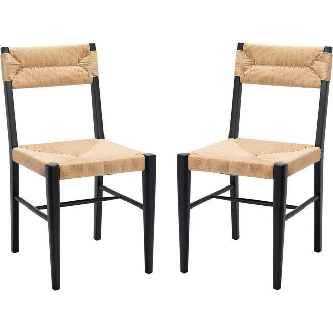 Set of 2 Cody Rattan Chair, Black