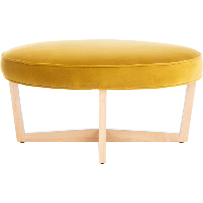 Tabby Velvet Ottoman, Gold - Ottomans - 1