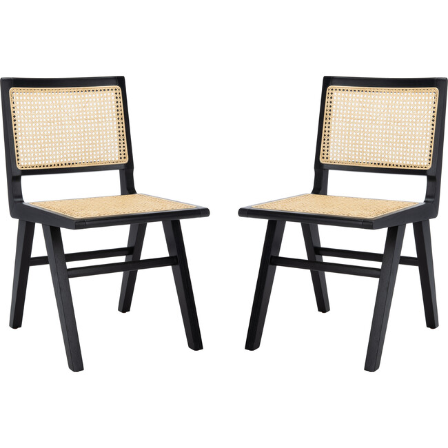 Set of 2 Hattie French Cane Chair, Black