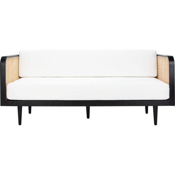 Helena French Cane Daybed, Black/Ivory