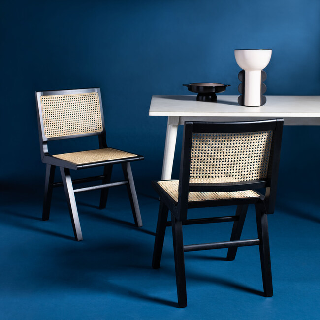 Set of 2 Hattie French Cane Chair, Black
