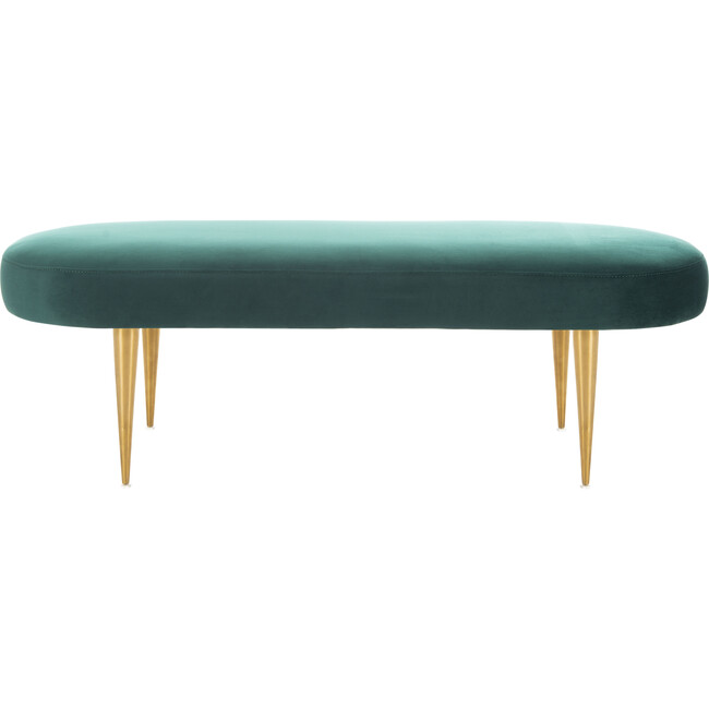 Corinne Velvet Oval Bench, Emerald - Accent Tables - 1