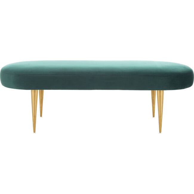 Corinne Velvet Oval Bench, Emerald