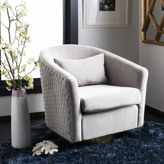 Clara Quilted Swivel Tub Chair, Pale Taupe - Nursery Chairs - 2