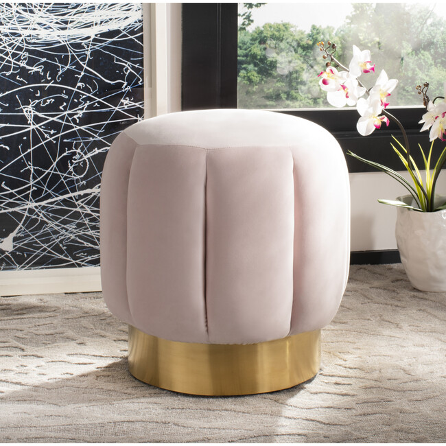 Maxine Channel Tufted Ottoman, Pink - Accent Tables - 2