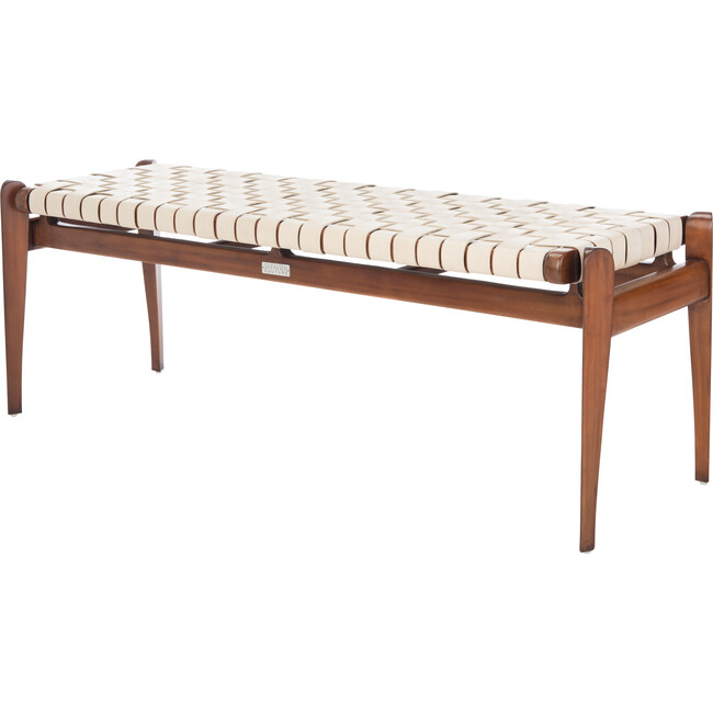 Dilan Leather Bench, White/Light Brown - Kids Seating - 3