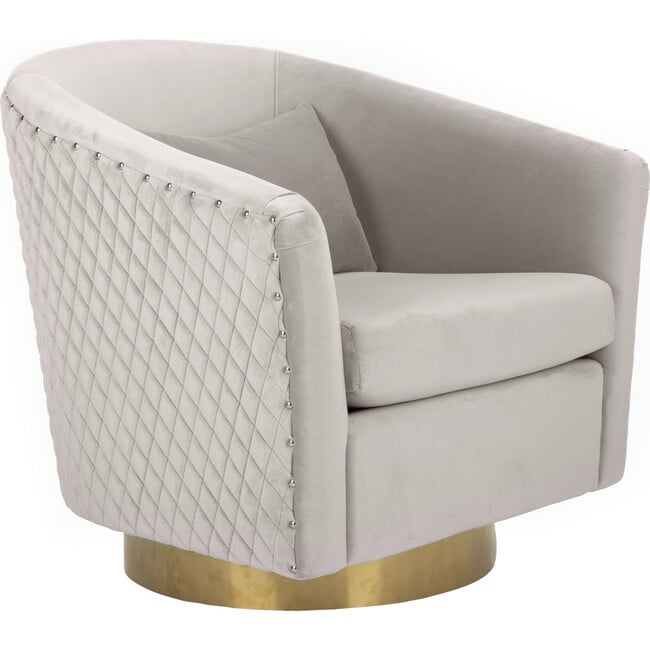 Clara Quilted Swivel Tub Chair, Pale Taupe - Nursery Chairs - 3