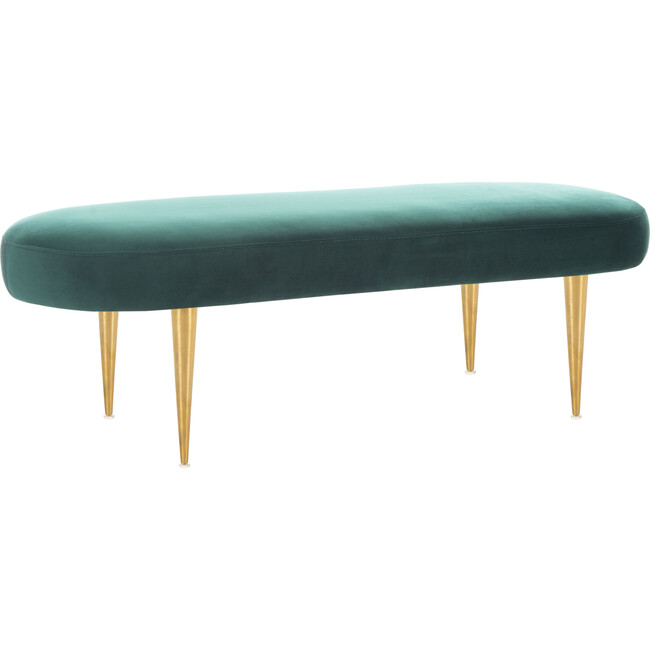 Corinne Velvet Oval Bench, Emerald - Accent Tables - 2