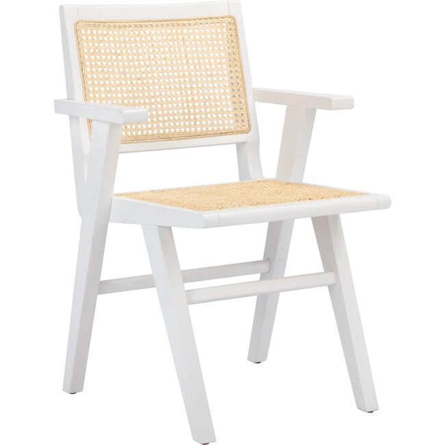 Set of 2 Hattie French Cane Arm Chair, White - Accent Seating - 4