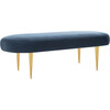 Corinne Velvet Oval Bench, Navy - Accent Tables - 2