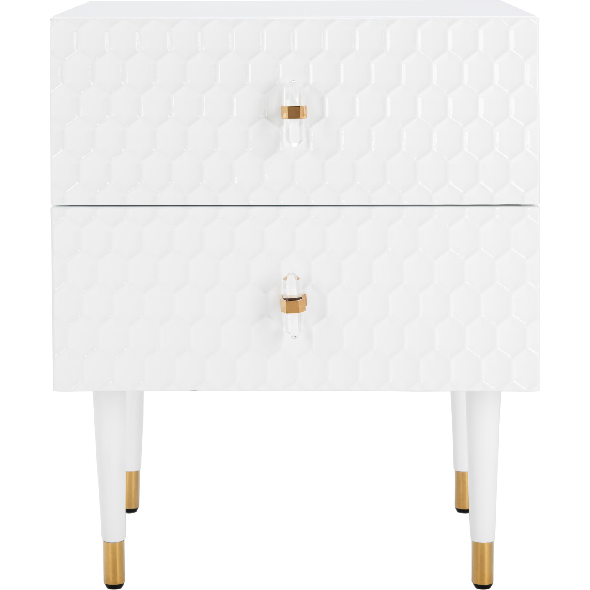 Neptune 2-Drawer Side Table, White - Nightstands - 1