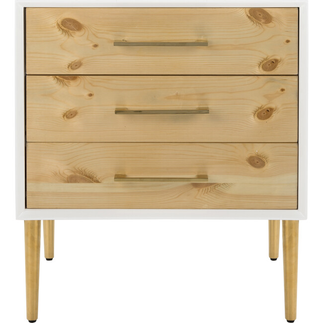 Vanda 3-Drawer Beetlewood Side Table, White - Nightstands - 1