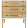 Vanda 3-Drawer Beetlewood Side Table, White - Nightstands - 1 - thumbnail